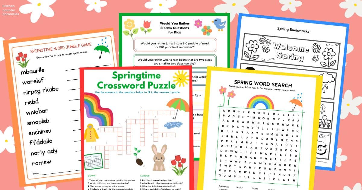 free spring printable activities for kids social image