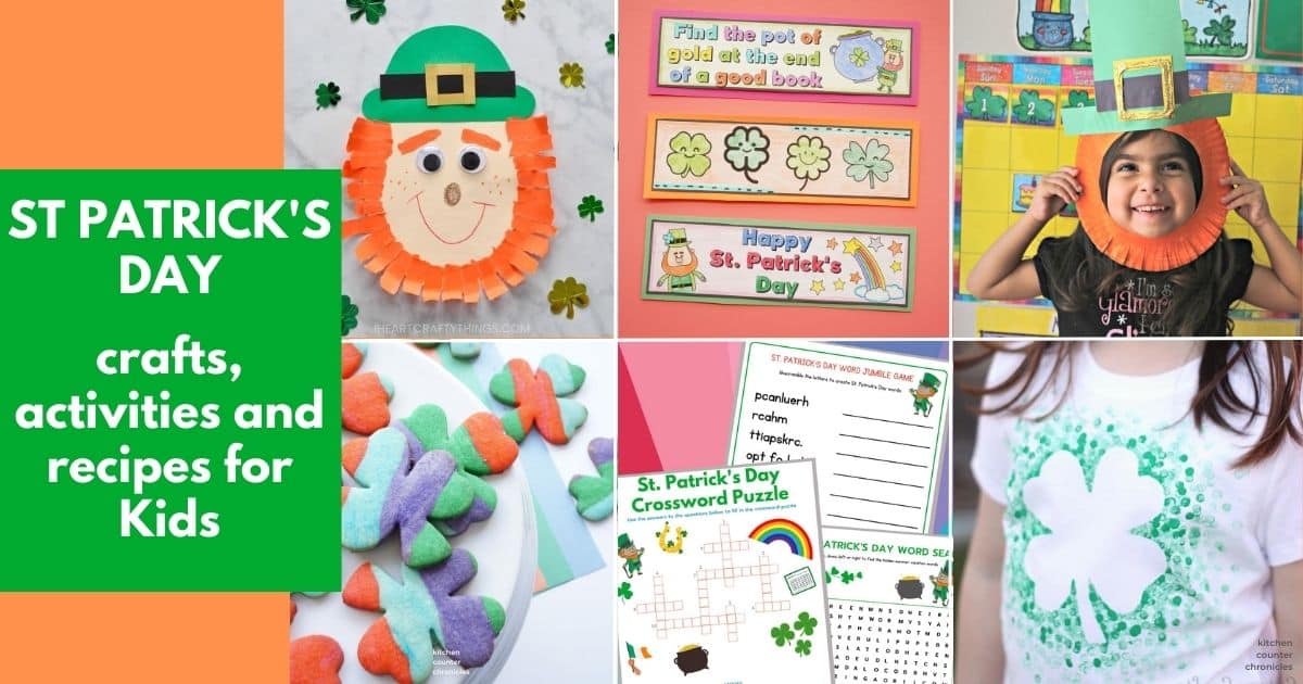 collage of st patricks day ideas for kids