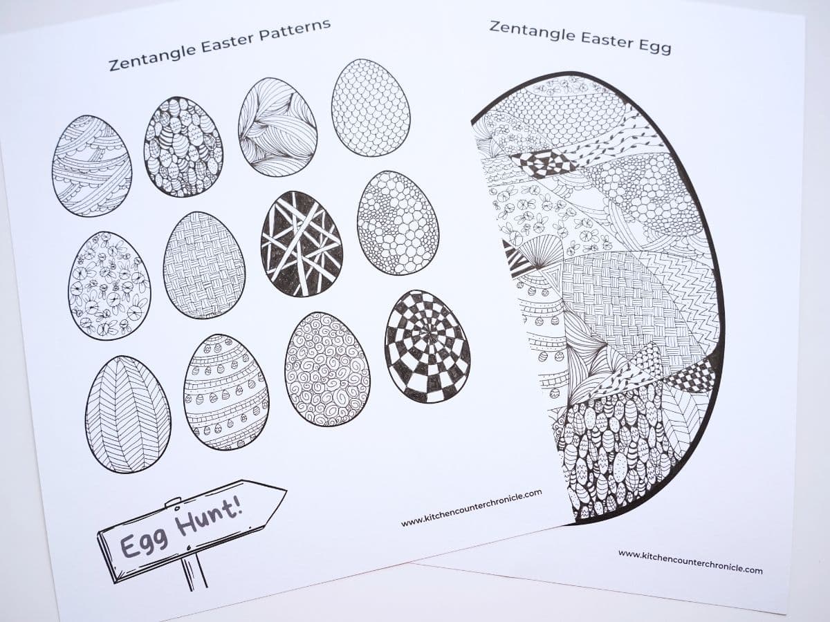 zentangle easter egg patterns and designs printed out at zentangle easter egg template
