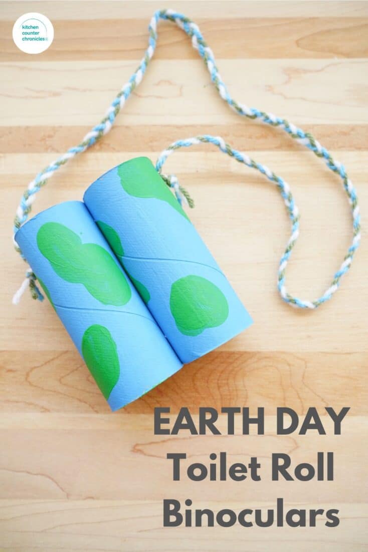 earth day toilet paper roll binoculars on table