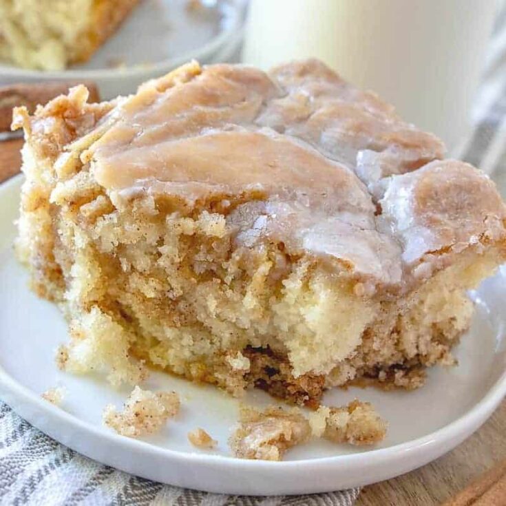 plate with slice of cinnamon roll cake