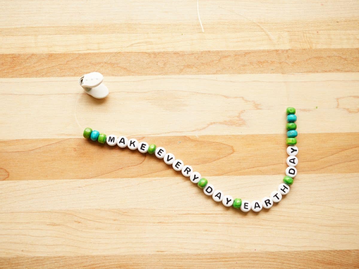 make every day earth day bracelet beads on elastic string