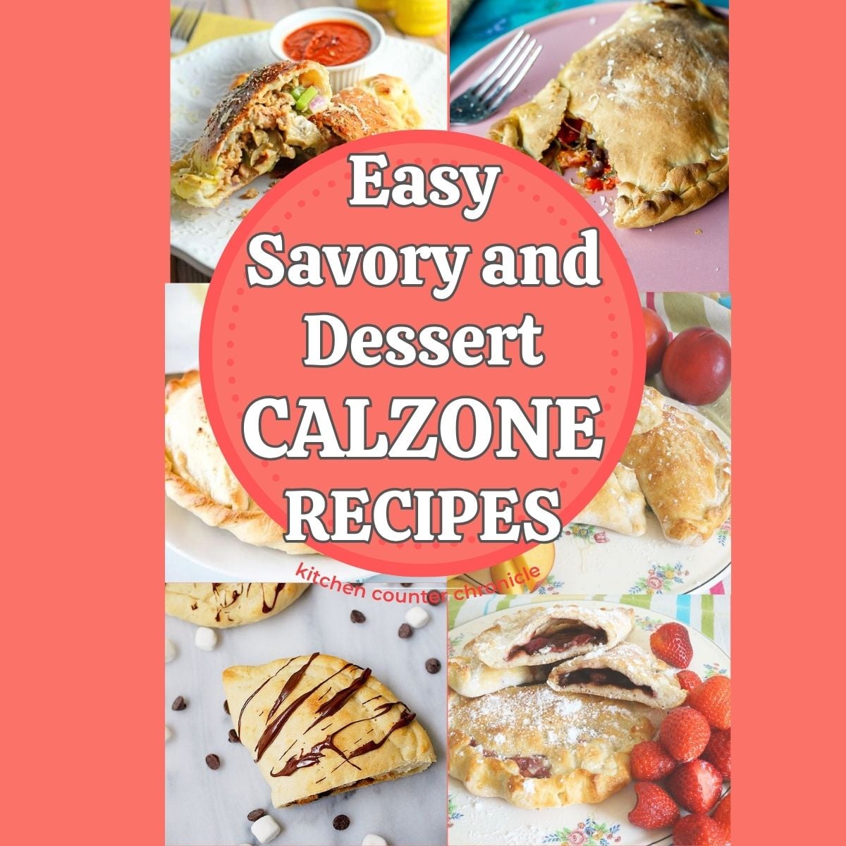 plates with sweet and savory calzones