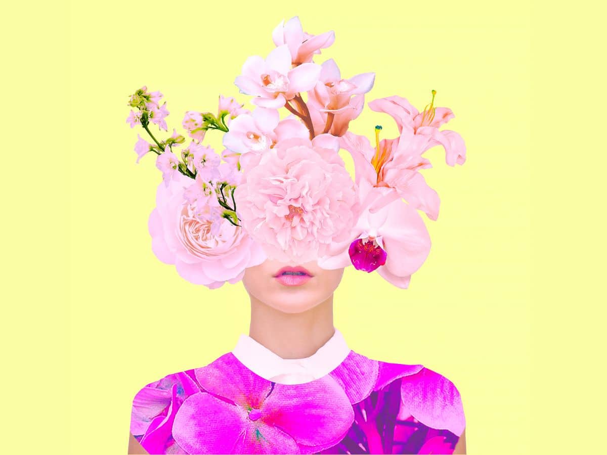 collage art woman with flower face
