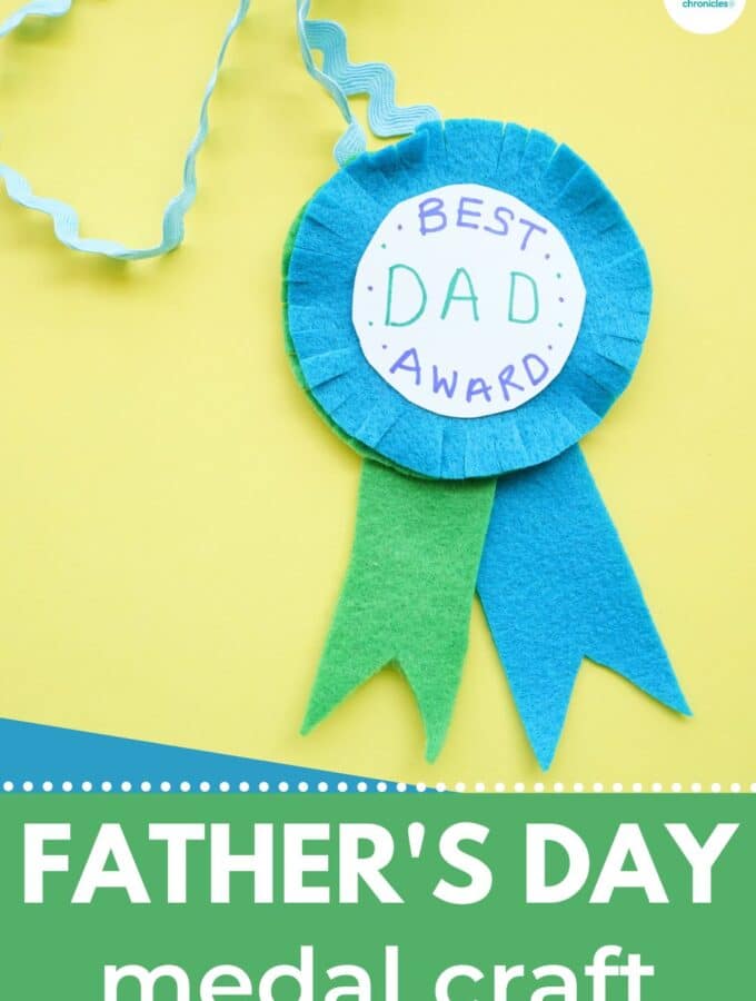 diy father's day medal craft project for kids with title "father's day medal craft"
