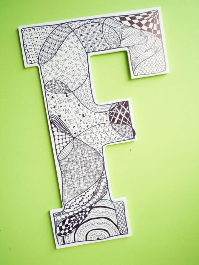 Tween Wall Art Zentangle Initial