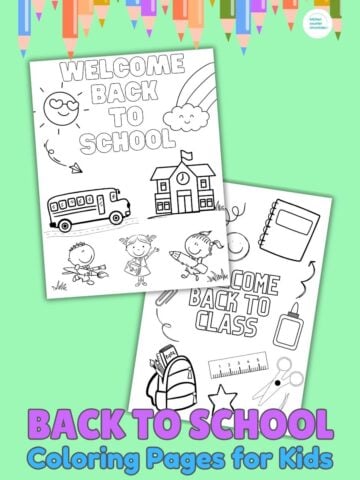 feature image for back to school coloring pages for kids in kindergarten and elementary school