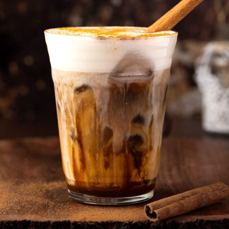 iced oat latte in a large cup