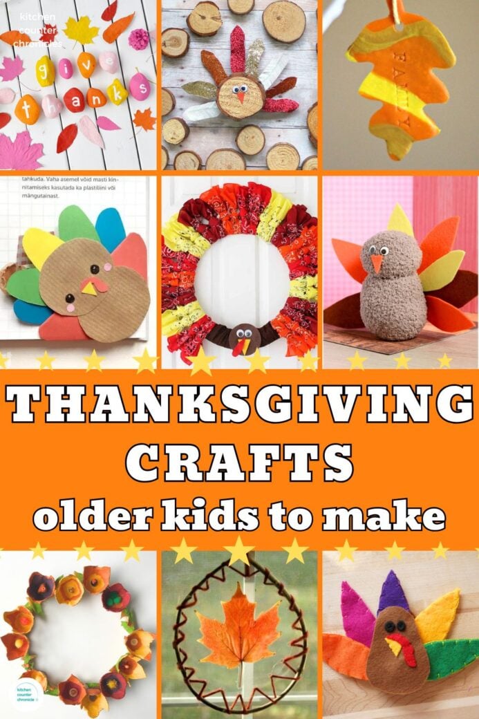 collage of creative turkey Thanksgiving Crafts for Tweens and Teens to make new pin
