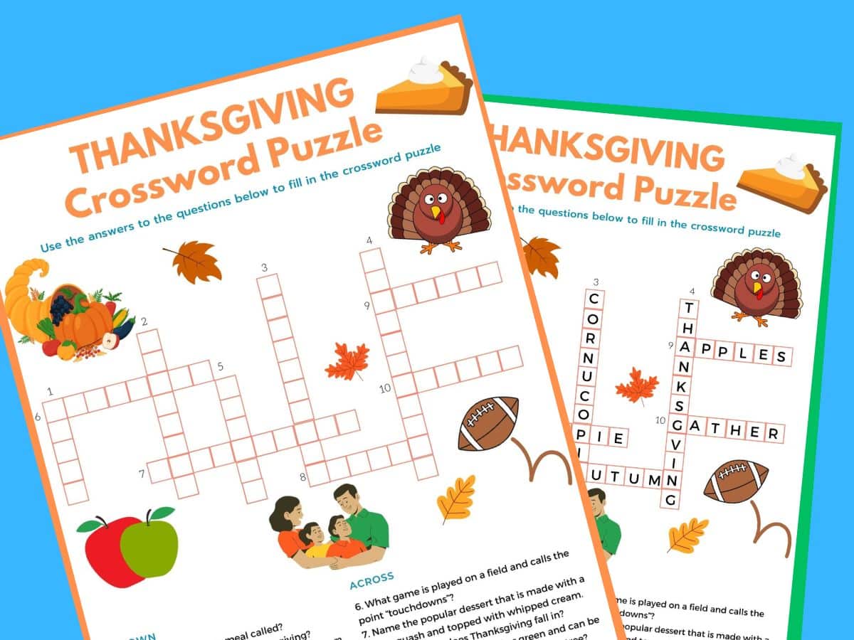 print out of thanksgiving crossword puzzle and thanksgiving crossword puzzle answer sheet