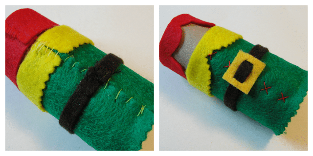 felt suit sew on toilet paper roll elf