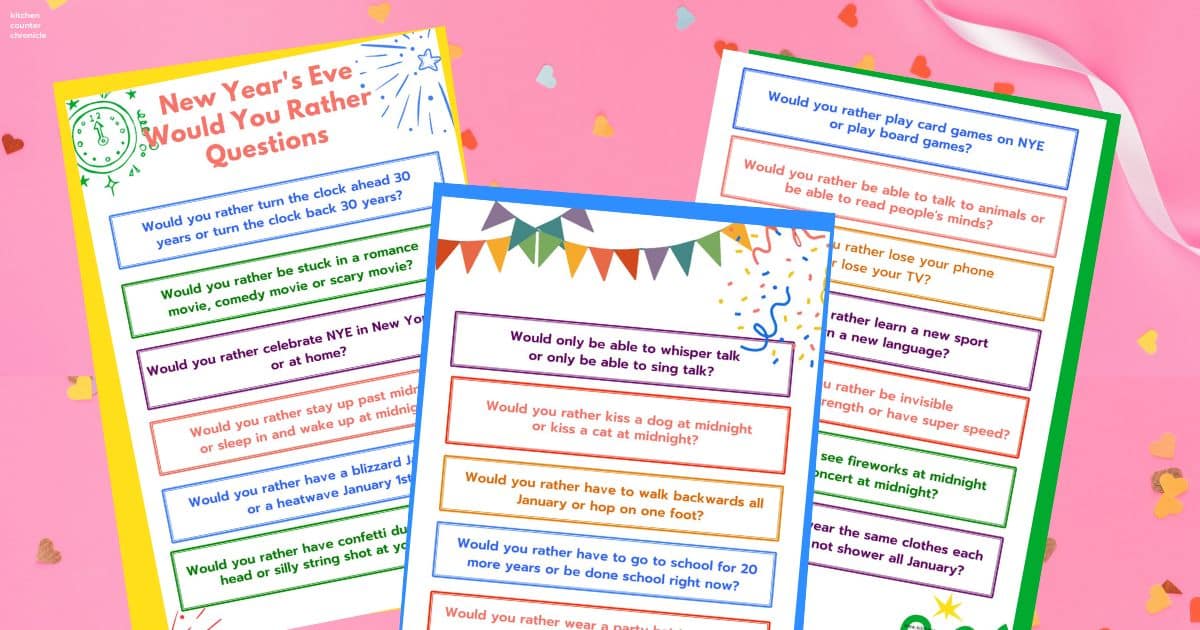 New Years Would You Rather Game Printable New Year's Eve 