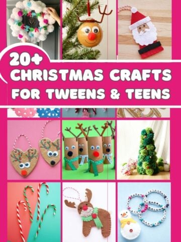 featured image with a collage of 20+ Christmas crafts for tweens and teens to make