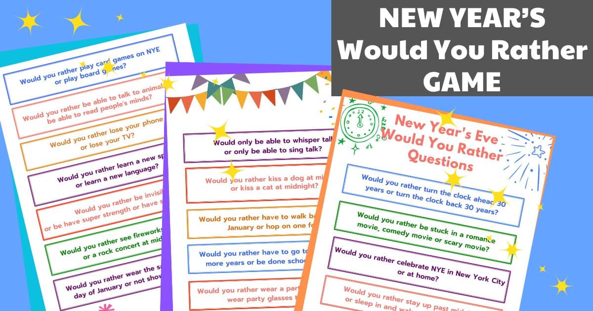 New Years Would You Rather Game Printable New Year's Eve 