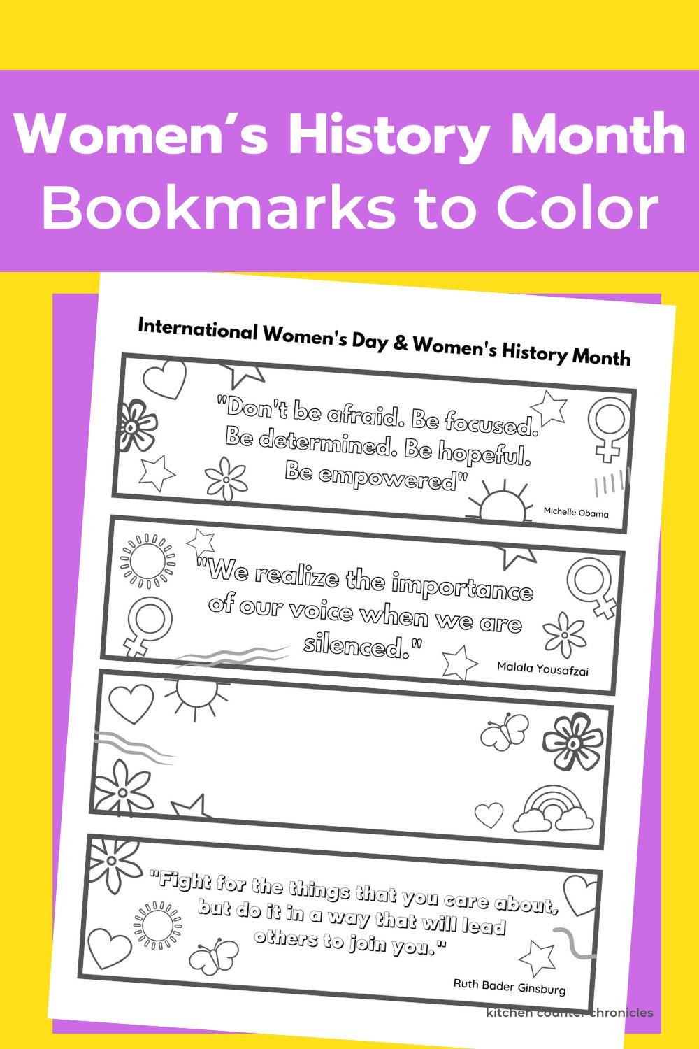 women's history month bookmarks to color new pin image