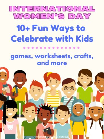 group of children celebrating International women's day and women's history month with activities