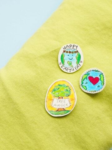 close up of diy earth day pins close up