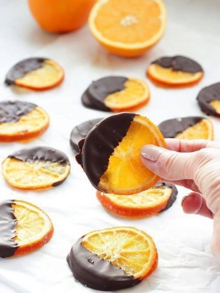 dried orange slices dipped in chocolate