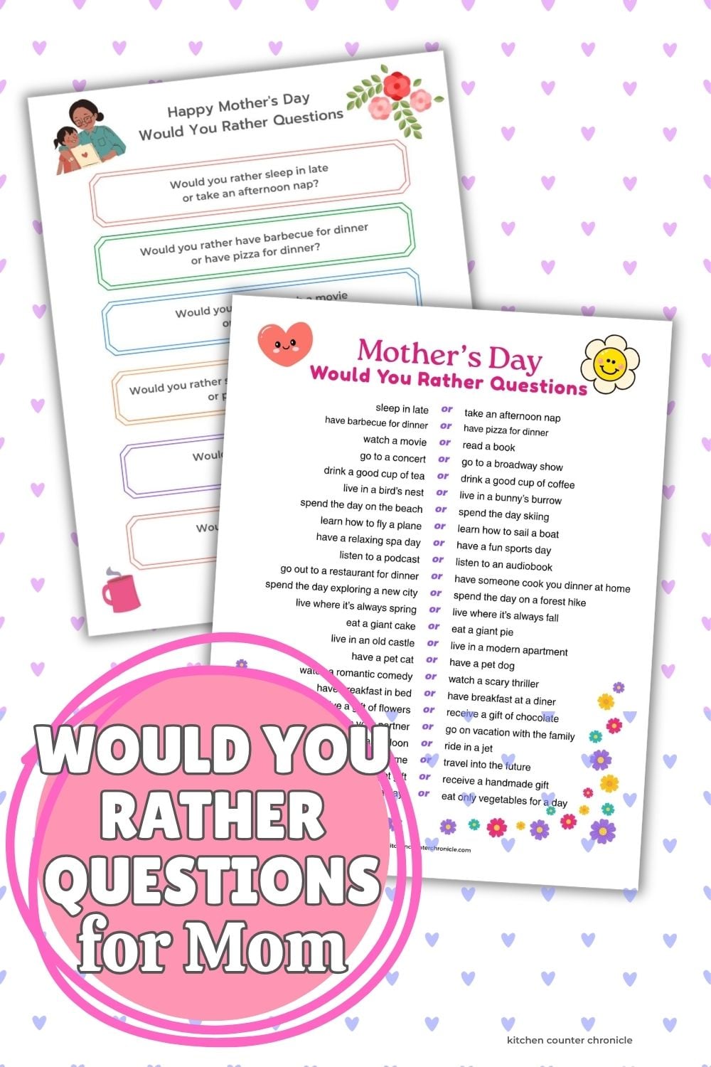 free printable mother's day would you rather questions printed with title new pin