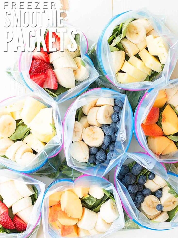 freezer smoothie packs filled with fruit