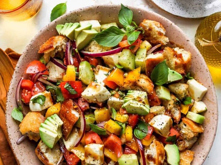 big bowl of panzanella salad