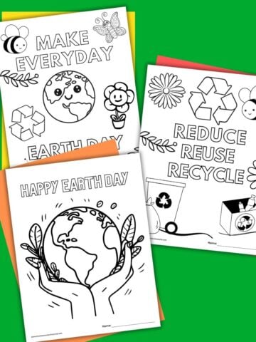 three printable EARTH DAY COLORING sheets