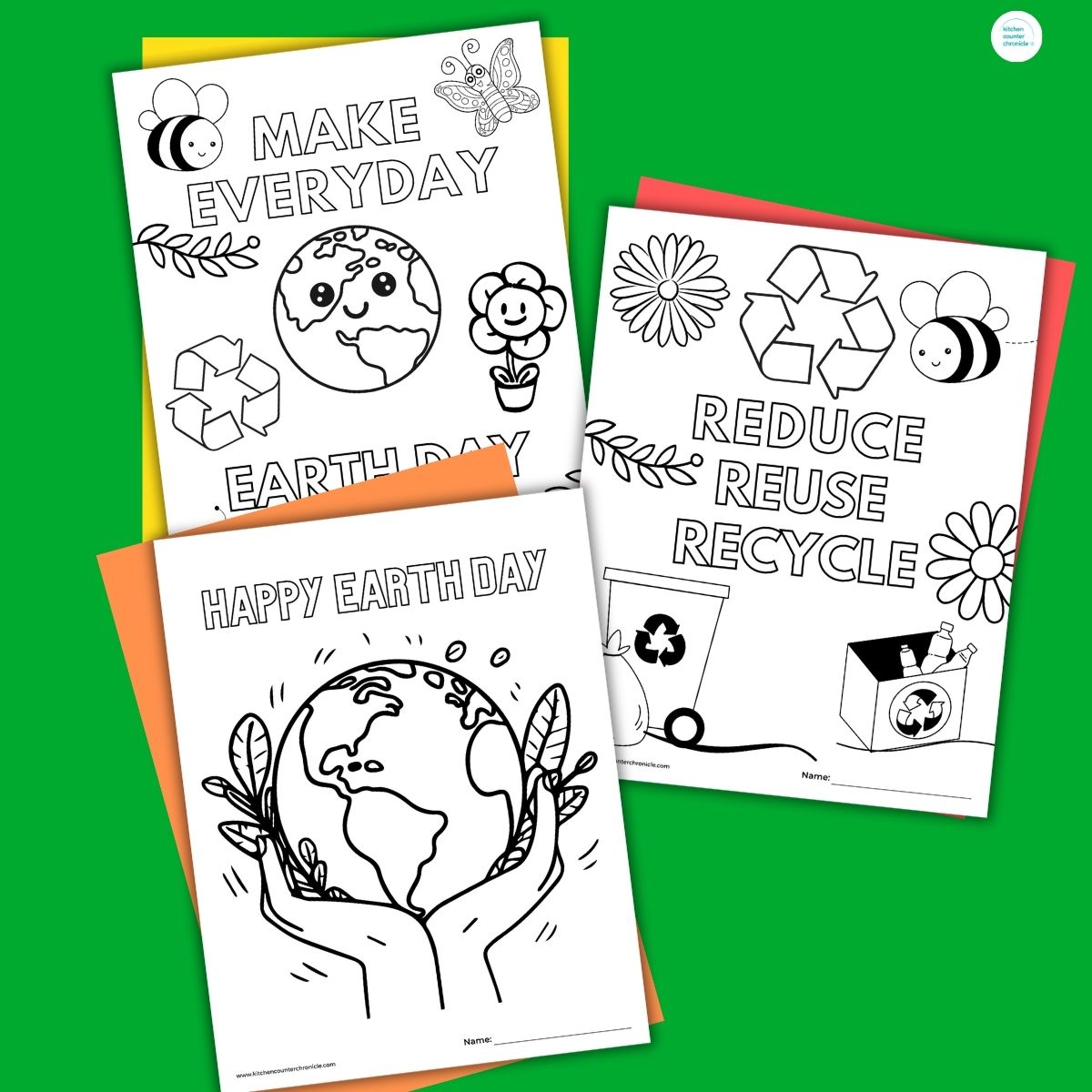 three printable EARTH DAY COLORING sheets
