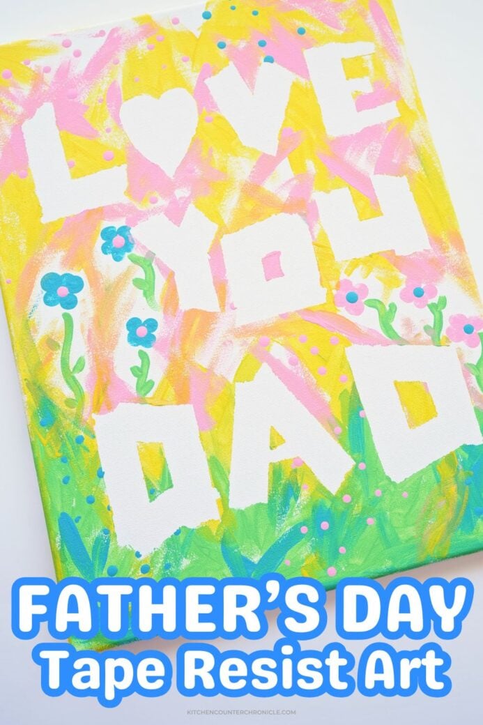 tape resist art for father's day love you dad