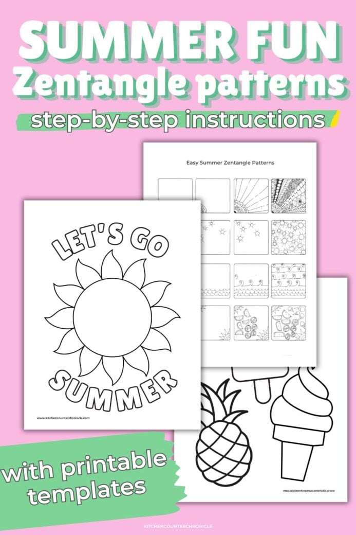 easy summer zentangle patterns to draw with printable templates new pin image