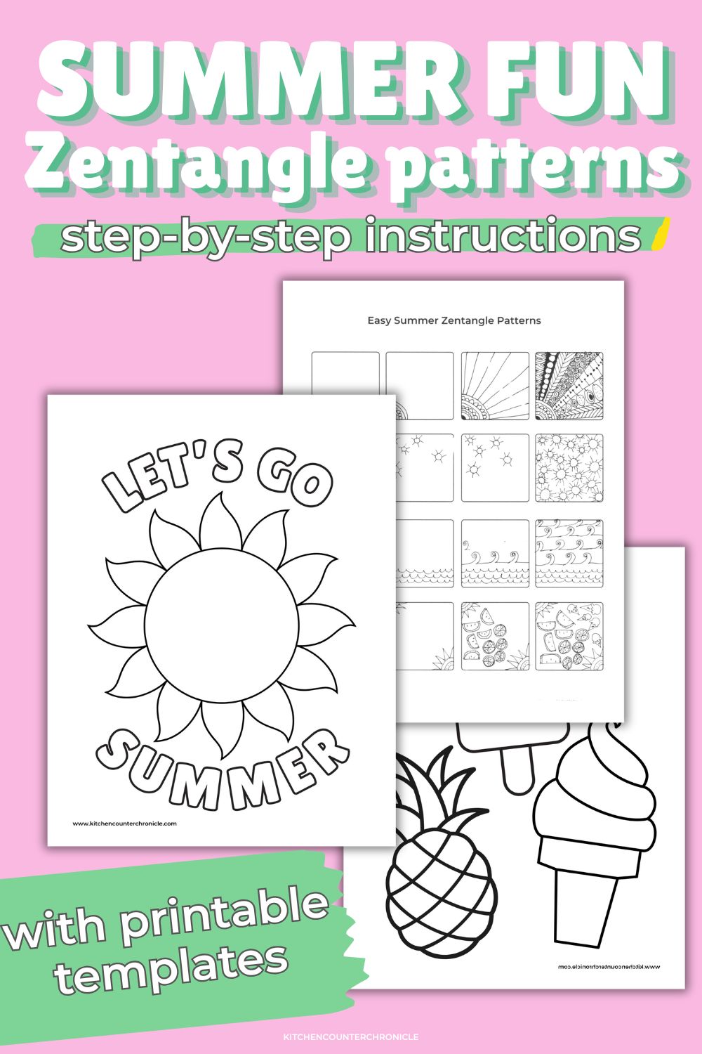 easy summer zentangle patterns to draw with printable templates new pin image