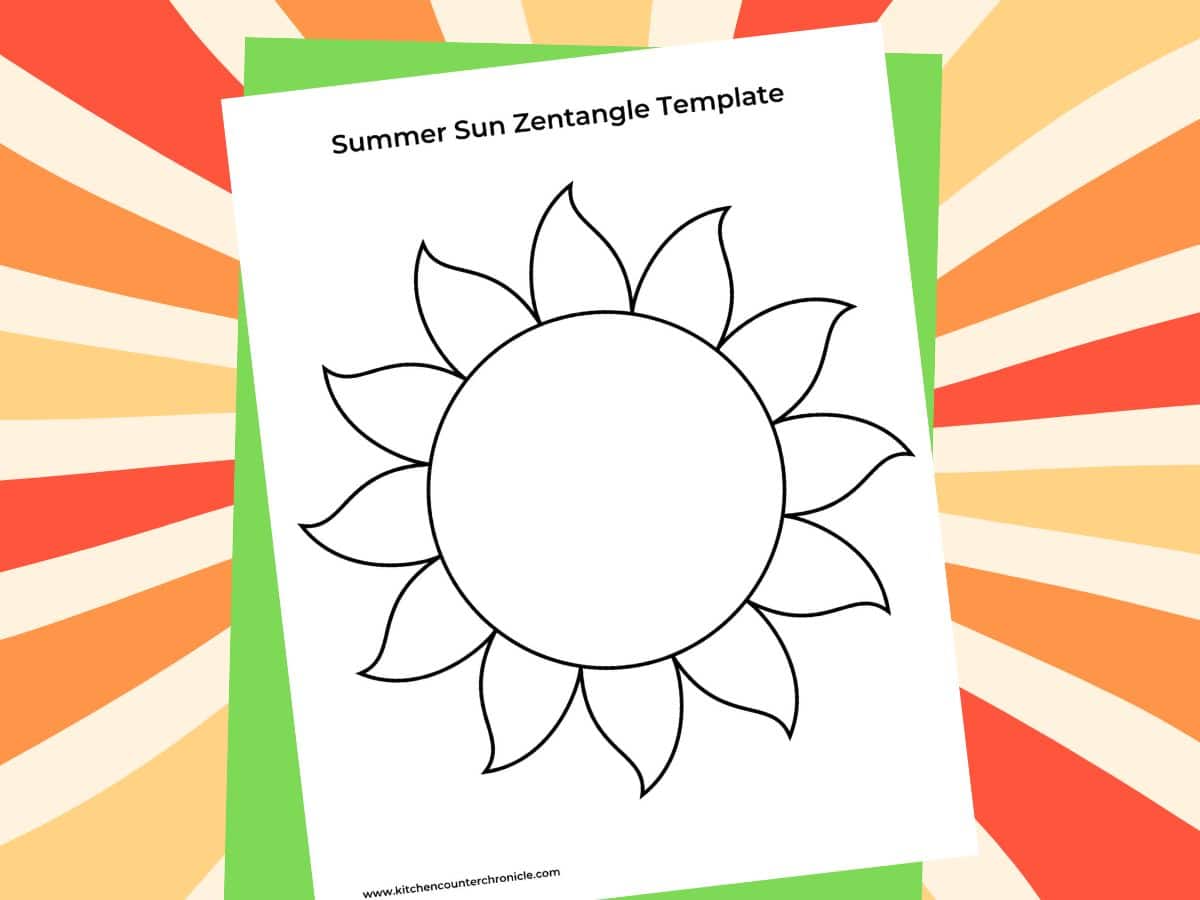 summer sun zentangle printable template to draw inside of