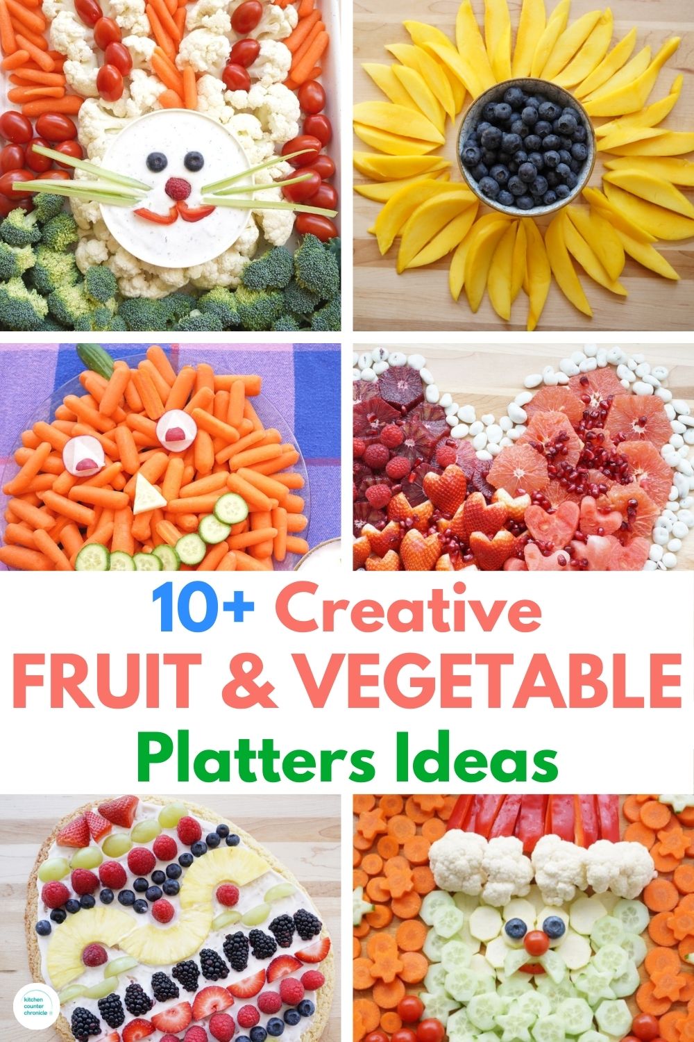 collage of 10+ creative fruit and vegetable platter ideas pin image