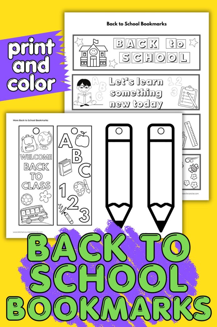 pencil bookmarks to print and color for back to school