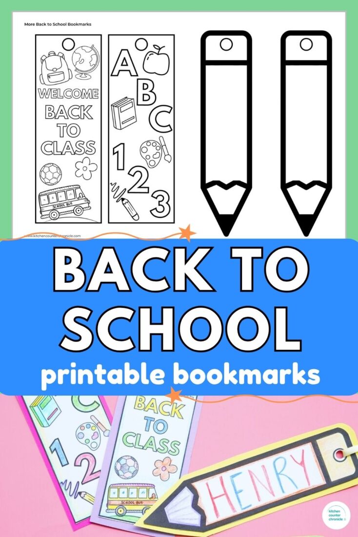 print out of pencil bookmarks and back to school bookmarks to color pin
