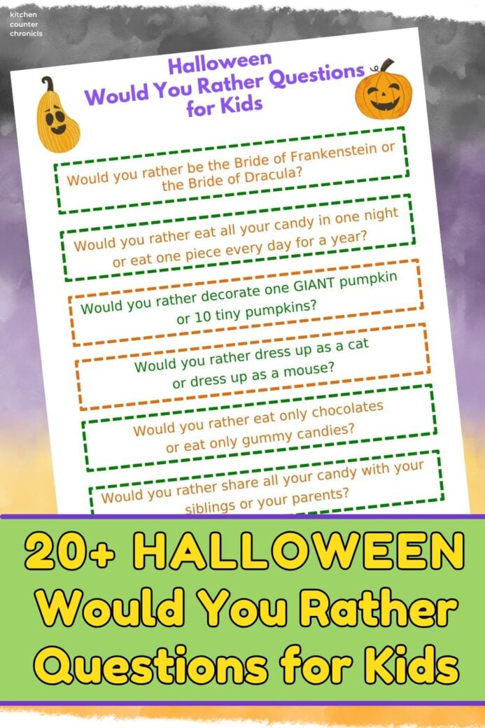 printable halloween would you rather questions for kids with pumpkins on page