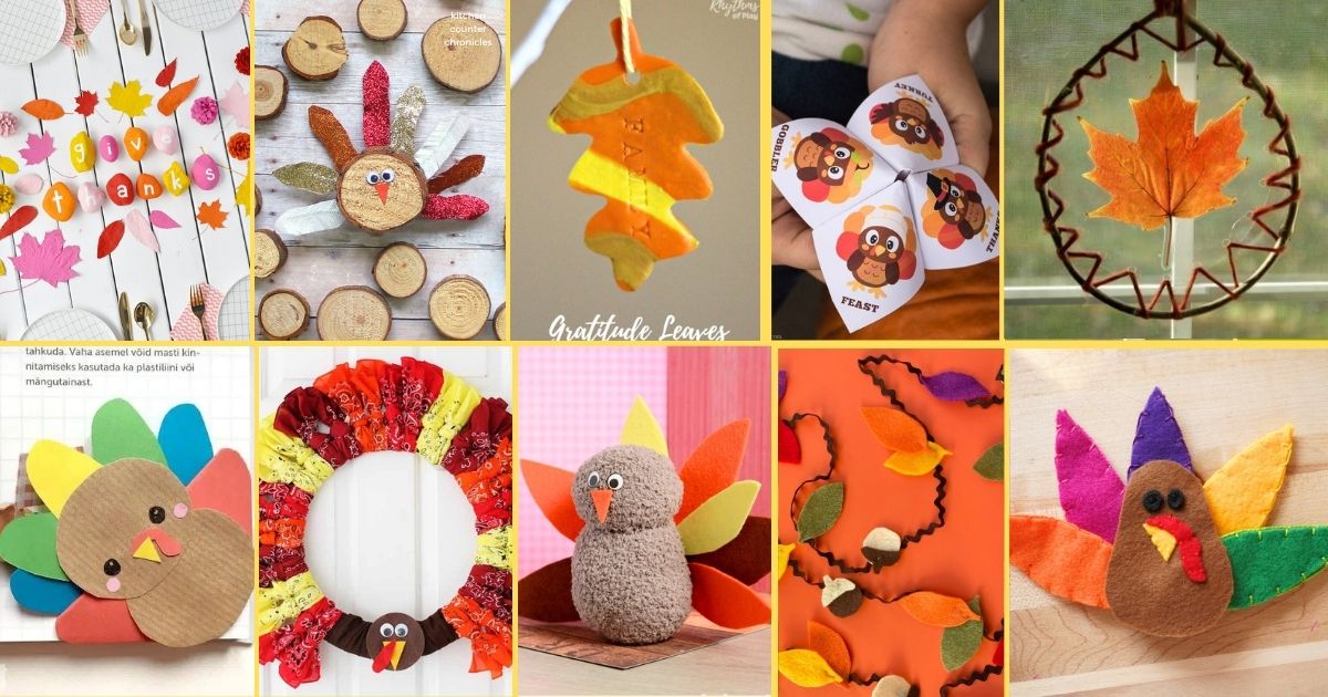 collage of thanksgiving crafts for tweens to make