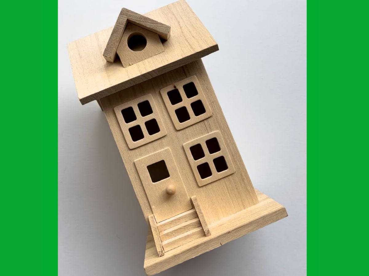 unpainted wooden house for crafts