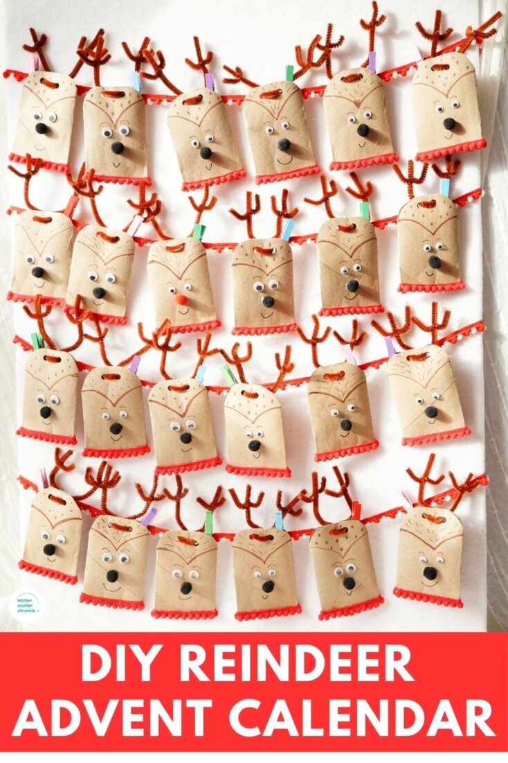 title "diy reindeer advent calendar" 24 toilet paper roll reindeer hanging advent calendar