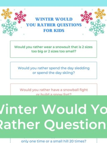 print out of Winter Would You Rather Questions featured