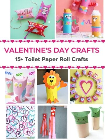 collage of valentine's day toilet paper roll crafts