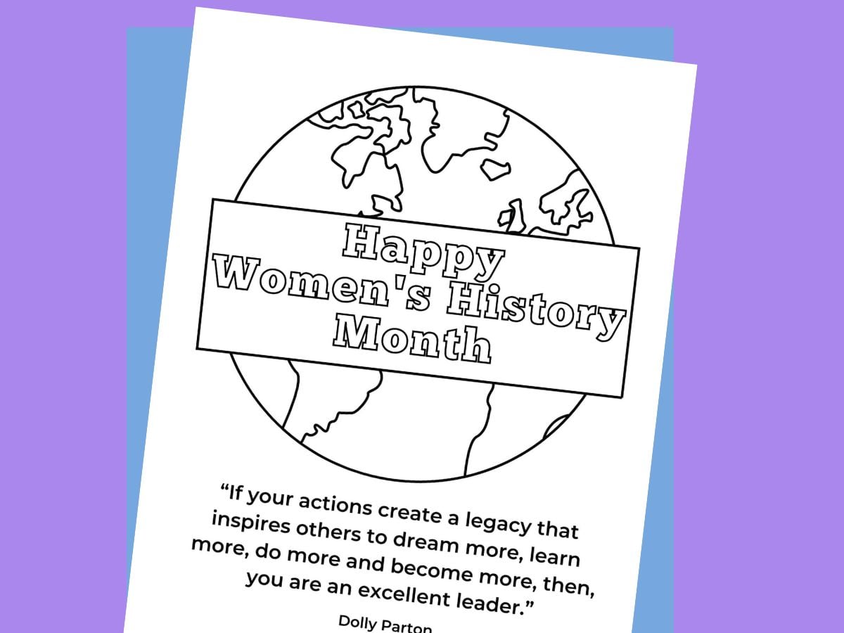 dolly parton quote coloring page printable for women's history month