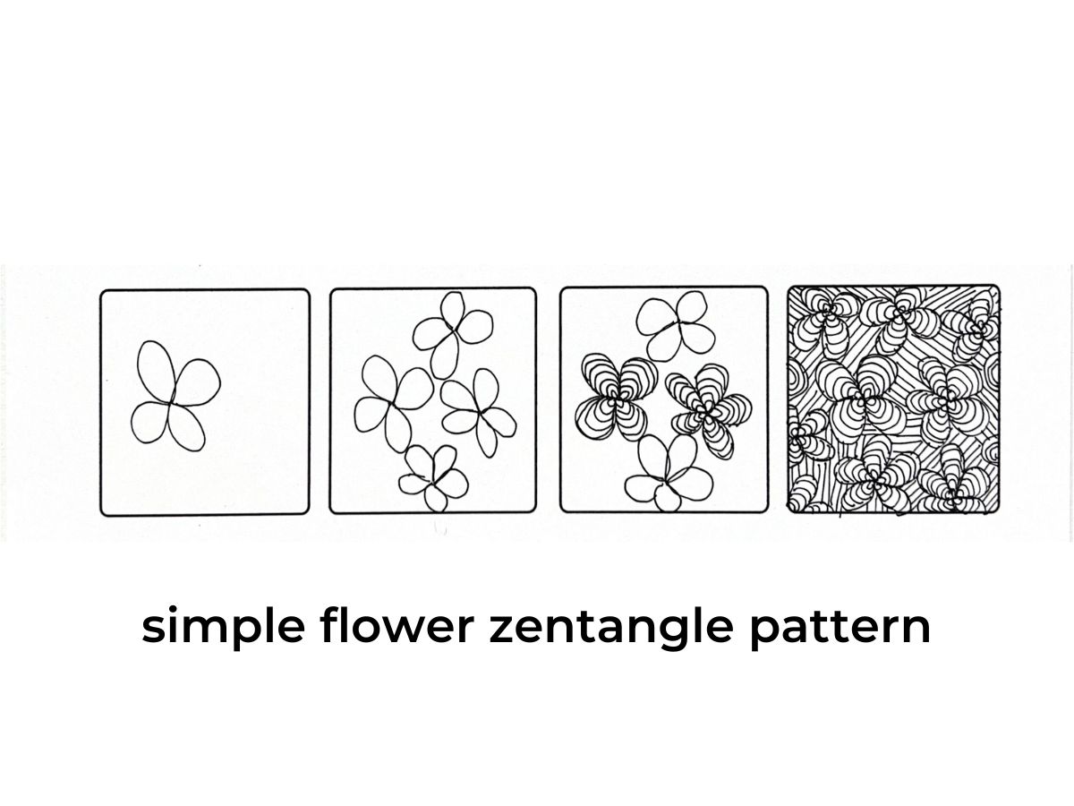 simple flower zentangle pattern step-by-step