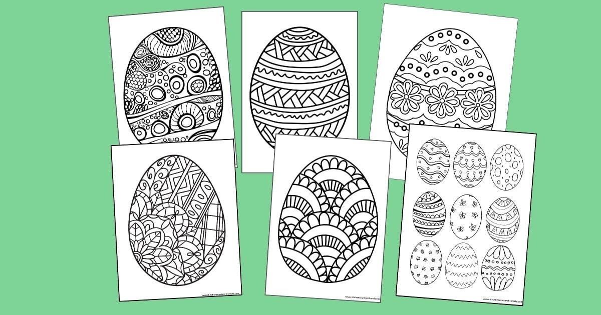 6 easter egg coloring pages collage of printables social