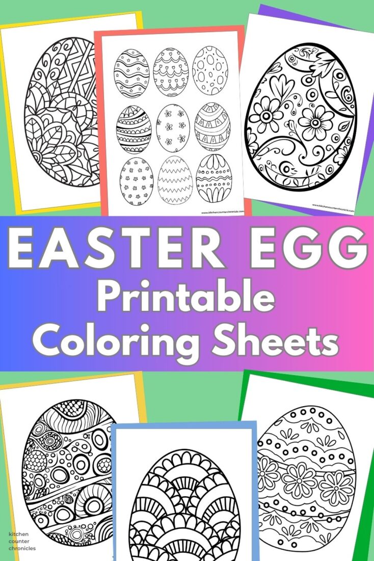 collage of printable easter egg coloring sheets pin