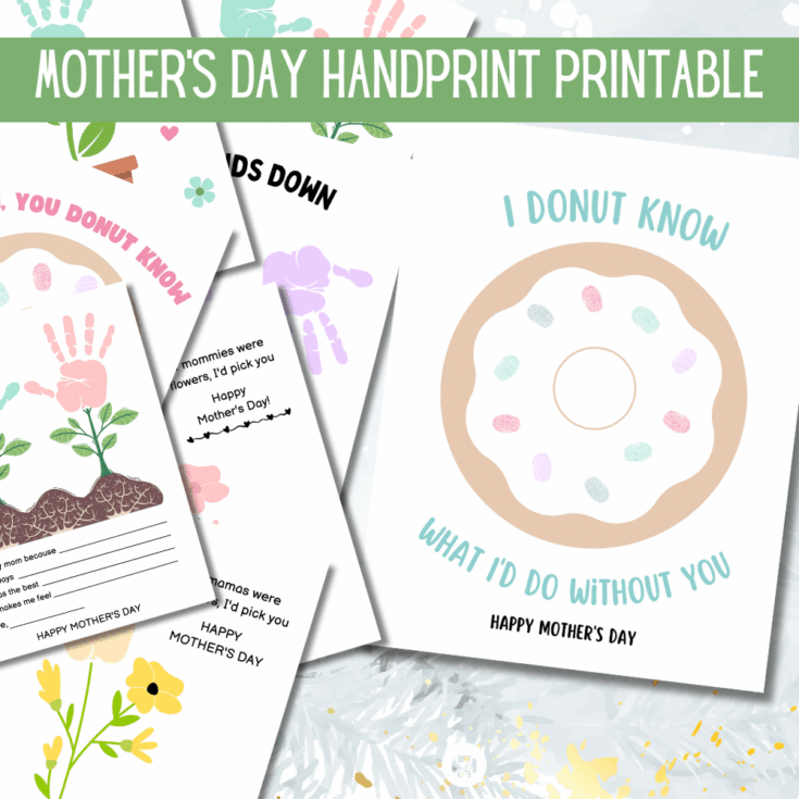 pile of mother's day printable handprint art cards for kids