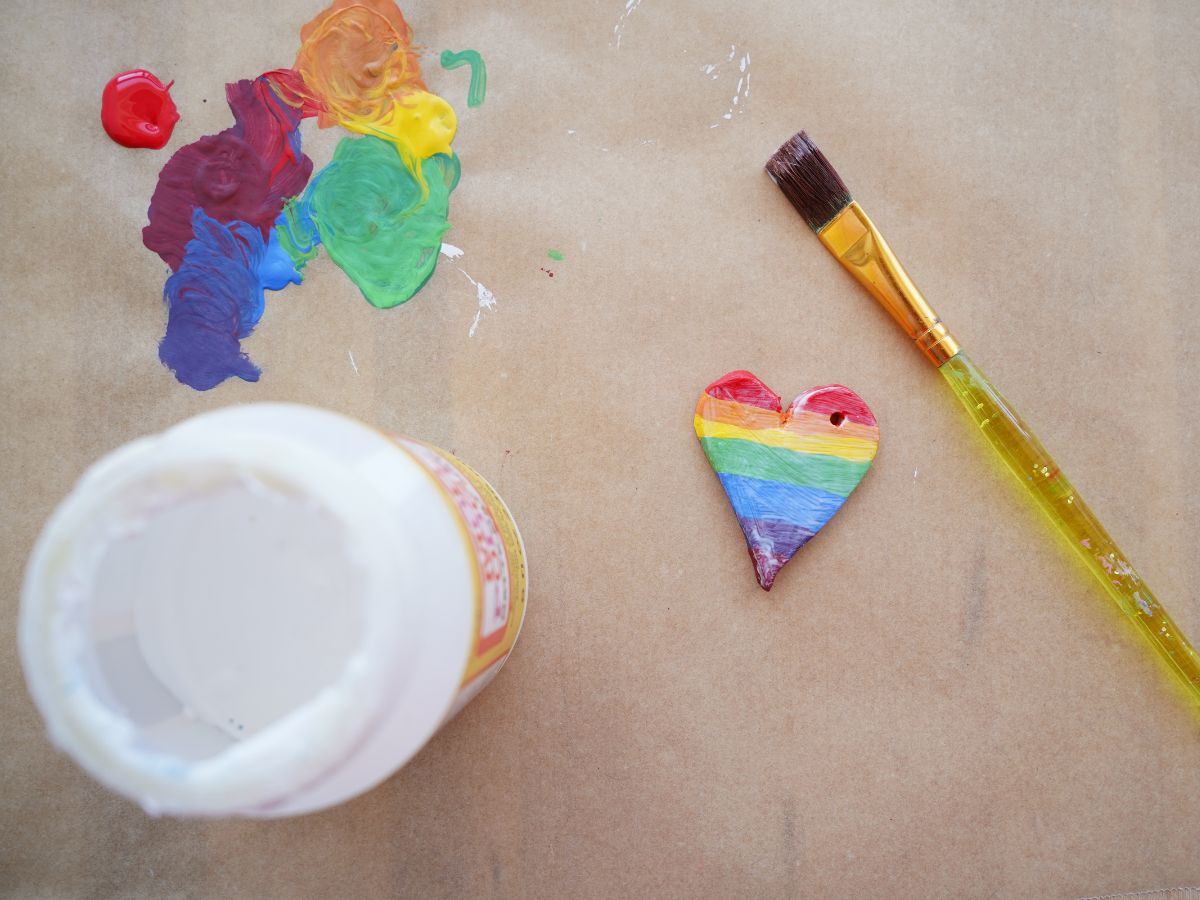 air dry clay heart pendant with coat of mod podge
