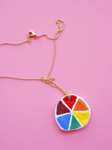 featured image for diy air dry clay color wheel necklace craft for tweens and teens
