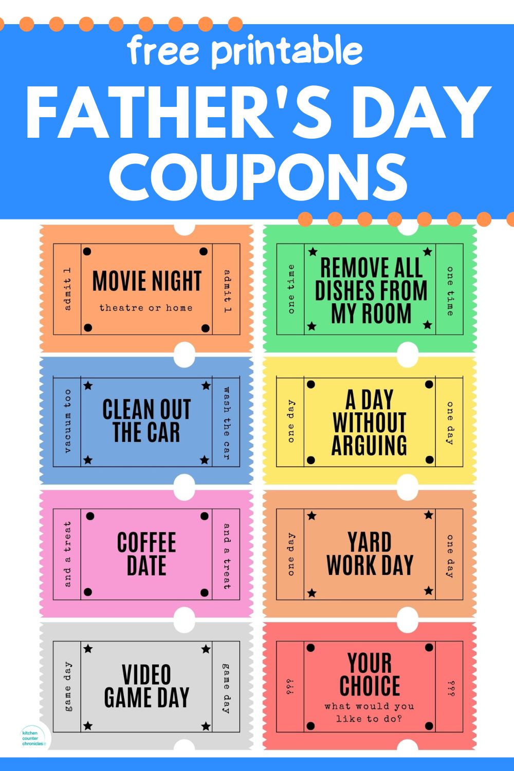 free father's day coupons for tweens and teens pin image
