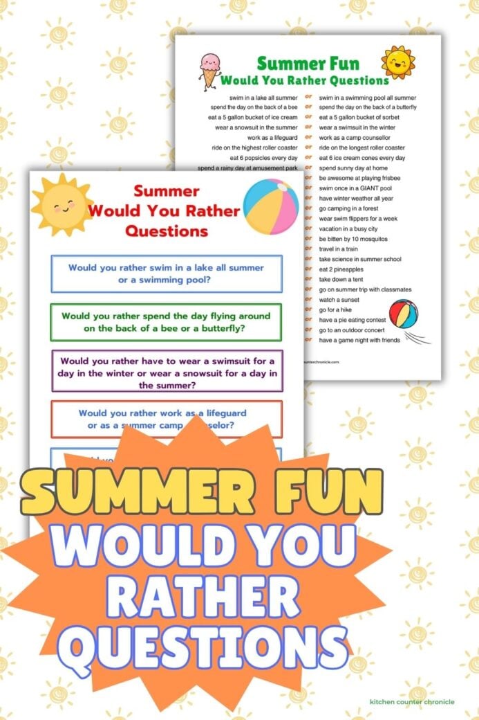 pin image for summer fun would you rather questions for kids to play free printable