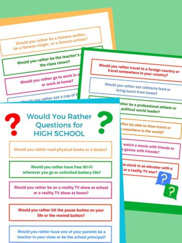 3 pages of printable would you rather questions for high school